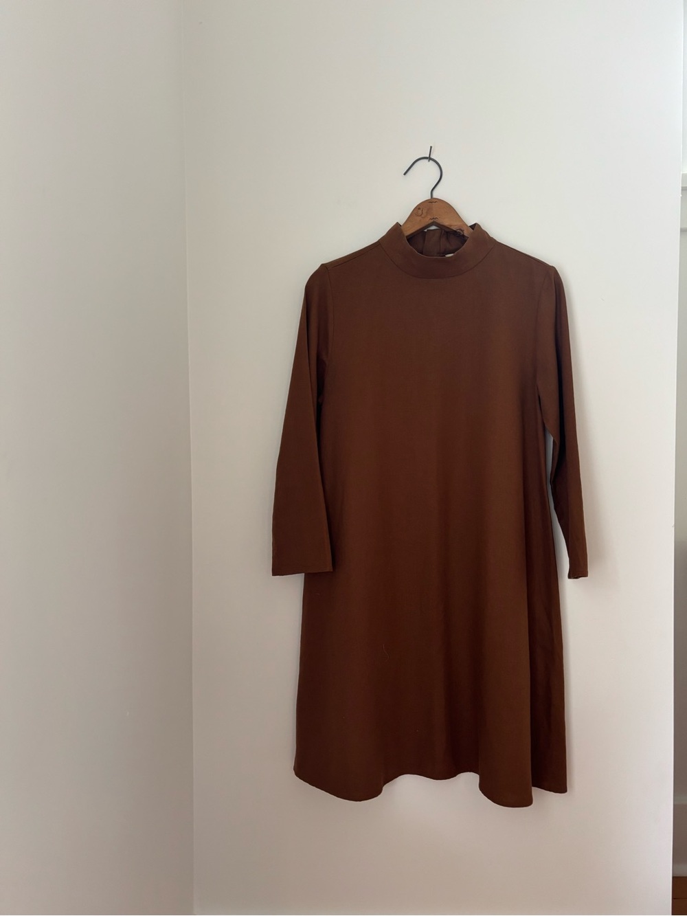 Ali Golden raw silk mock neck dress in copper